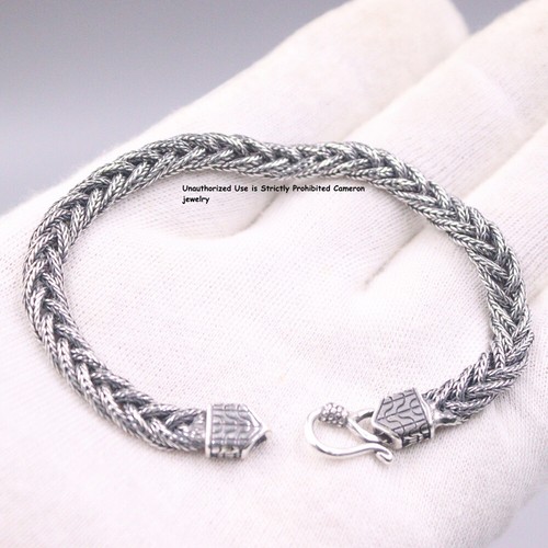 Pure S925 Sterling Silver Chain 5mm Braided Foxtial Link