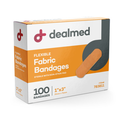 Dealmed 1'' x 3'' Flexible Fabric Adhesive Bandage, Box of 100