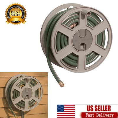 Suncast 100 ft. Sidewinder  Mounted Resin Hose Reel, Taupe