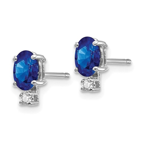 Pre-owned Jewelryweb 14k White Gold 6x4mm Oval Sapphire Aa Diamond Earrings