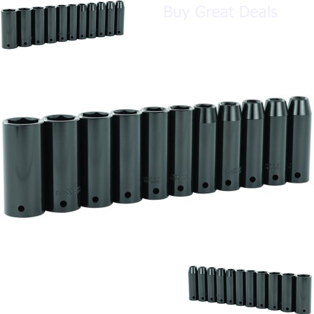 Stanley 11 Piece 1/2Inch Drive Metric Deep Impact Socket Steel Set, 97