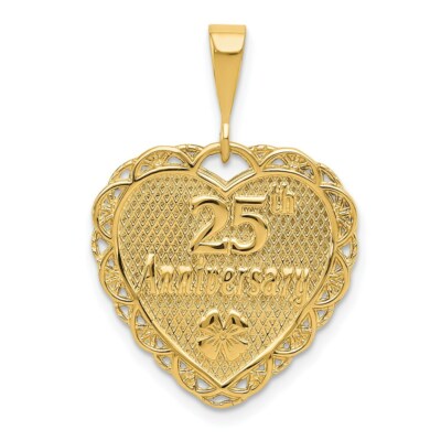 Pre-owned Skyjewelers Real 14kt Yellow Gold Reversible 25th Anniversary Charm