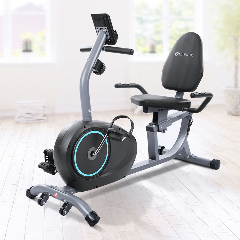 Recumbent Exercise Bike with 8 Levels Adjustable Resistance, LCD Monitor, Pad Ho
