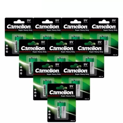 10 Camelion 9v Battery 6f22 Long Life Super Heavy Duty Zinc Carbon 2025 jan 1bl
