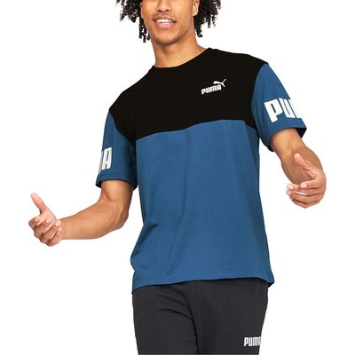

Puma Power Colorblock Crew Neck TShirt Mens Size  Casual Tops 670, Синий, Puma Power Colorblock Crew Neck Short Sleeve TShirt