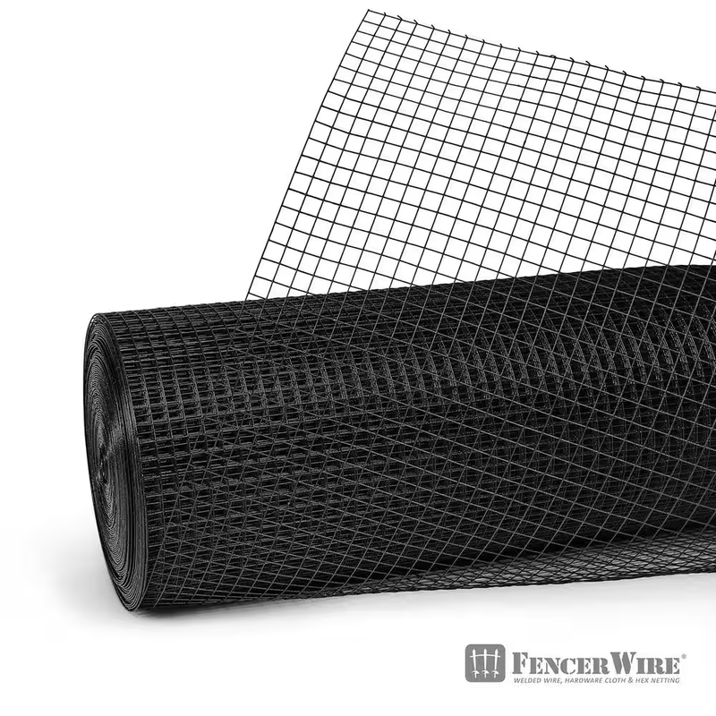 Fencer Wire Hardware Cloth 1/2 Inch 19 Gauge 4ft x 25ft Black Vinyl Coated Fence