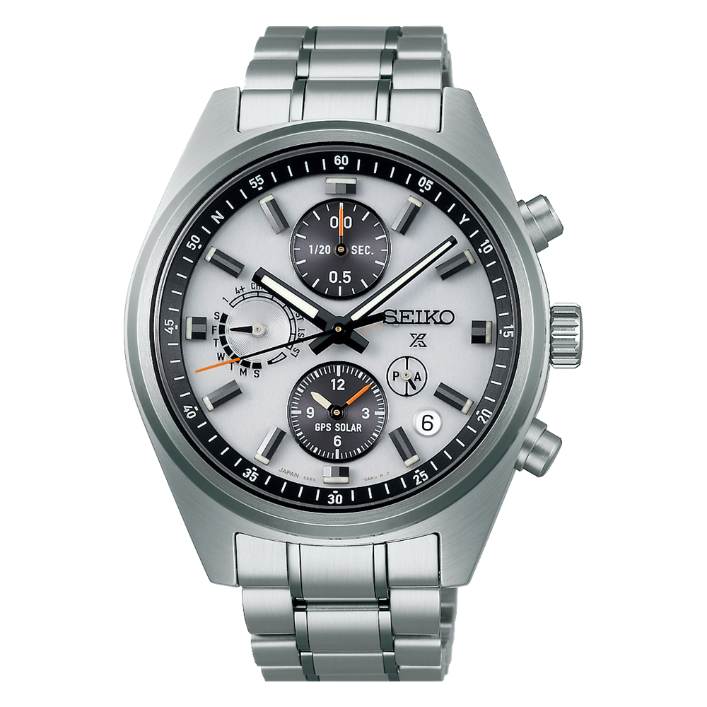 Pre-owned Seiko Prospex Speedtimer 42 Mm Ss Gps Solar Grey Dial Watch Ssh165j1