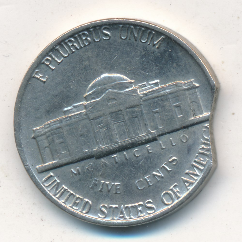 1978 JEFFERSON NICKEL ERROR-CLIPPED PLANCHET-AU/AU+ NICE ERROR! SHIPS FREE!