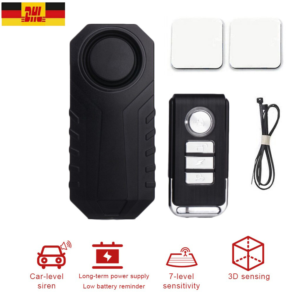 113dB Wireless Alarmanlage Fahrradalarm Fernbedienung Sirene Diebstahlschutz DHL