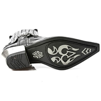 NEW ROCK ROCK M.7950-S1 SCHWARZ STIEFELETTEN WESTERN GOTIK BAND SCHÄDEL NIETEN METAL