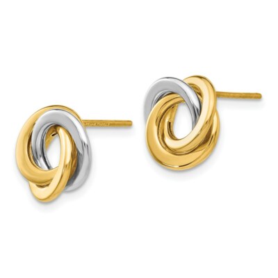 Pre-owned Superdealsforeverything Real 14kt Two-tone Polished Intertwined Circles Post Earrings