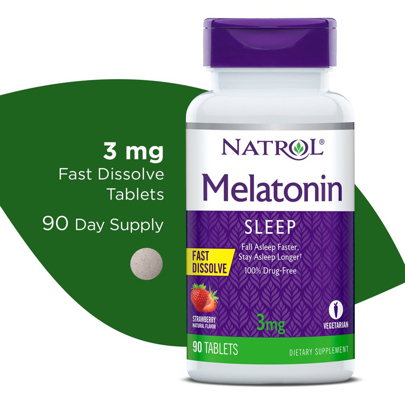 Natrol® Melatonin Fast Dissolve Sleep Aid Tablets, Strawberry, 3Mg, 90 Count