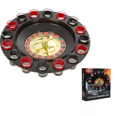16-Piece Shot Glass Spinning Roulette Game Set - Fun Adult Party Drinking Game