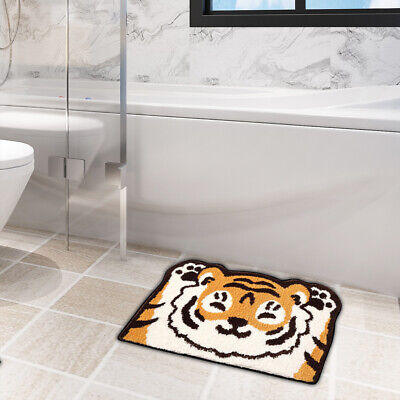 Tiger Shape Bath Mats Faux Animal Print Rug Non-Slip Carpet Absorb Water Doormat