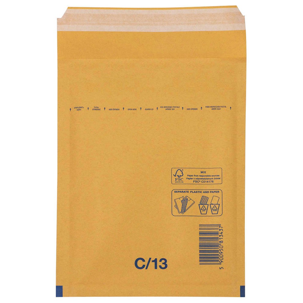 300 Luftpolstertaschen C/13 braun für DIN A6 Innenmaß 15,0 x 21,5 cm haftklebend