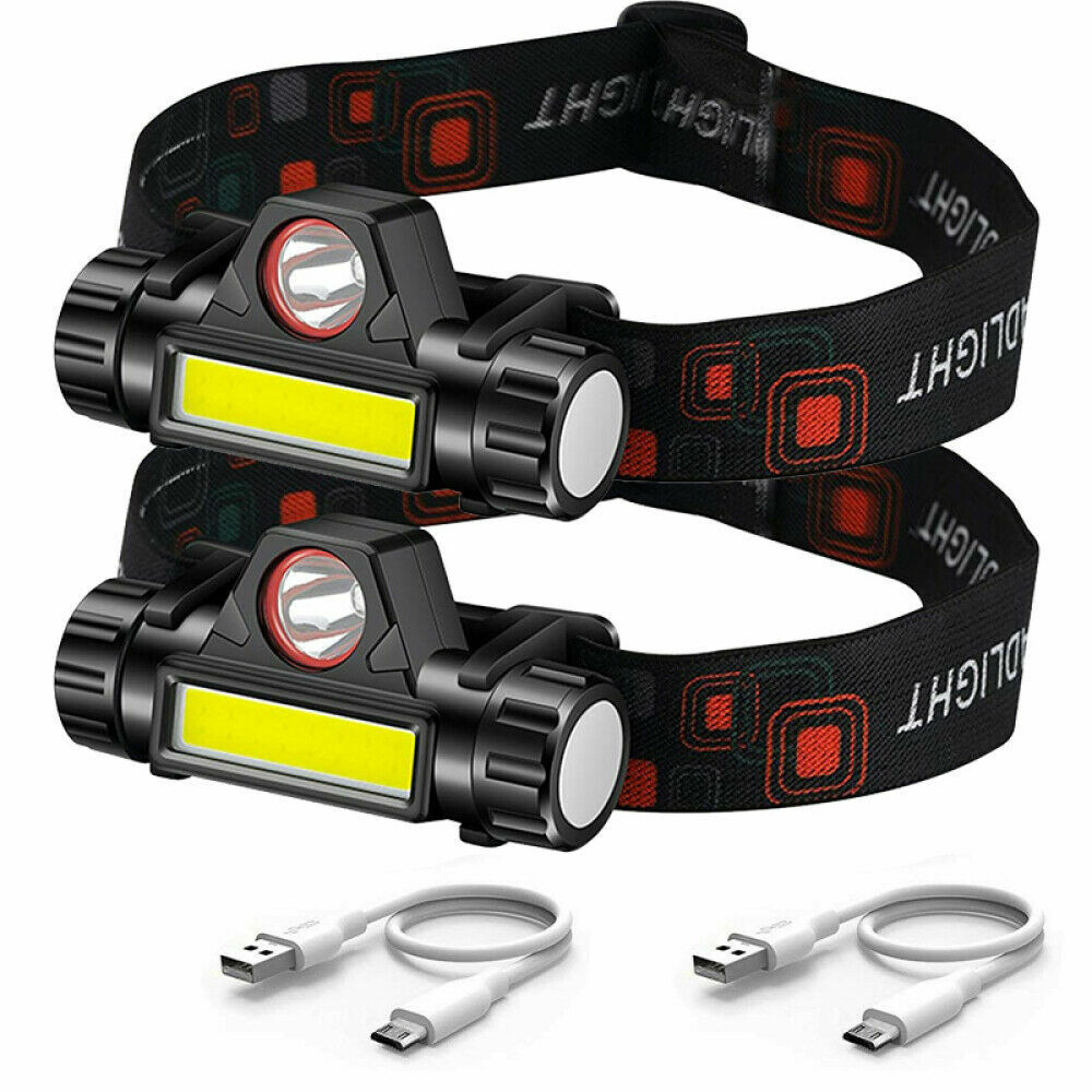 2 Stück LED Stirnlampe Super Hell USB Wiederaufladbar Kopflampe mit 2 Lichtmodi