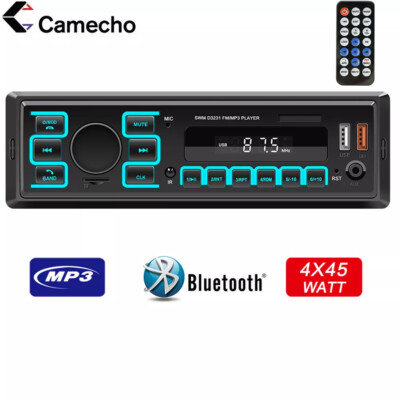 Single DIN Bluetooth In-Dash Car MP3 Player AM/FM Stereo Receiver USB AUX Radio