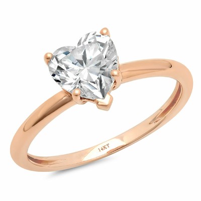 Pre-owned Pucci 2.0 Ct Brilliant Heart Shaped Cut Solitaire Engagement Ring Real 14k Rose Gold In White/colorless