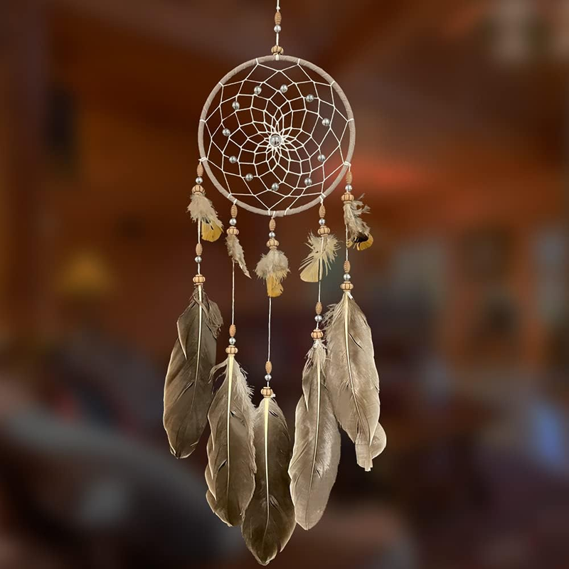 Dream Catchers Handmade Feather Native Home Wall Decoration grey