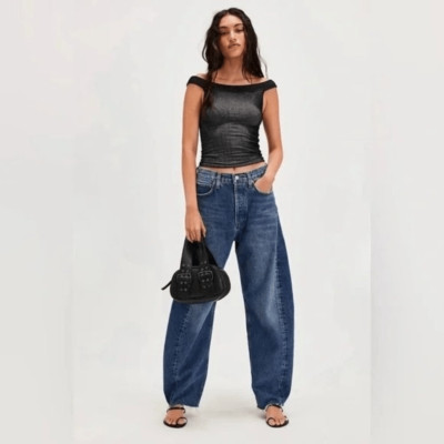 NWT Agolde Luna Pieced Wide Leg Jeans Size 29 Control Wash Baggy Barrel Denim