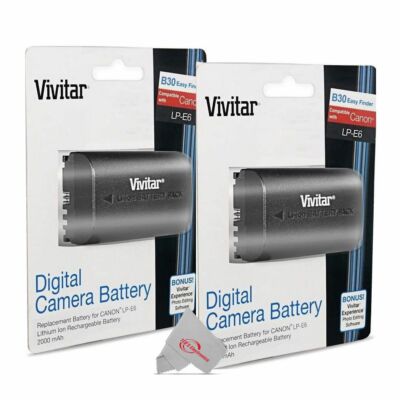 Two Packs Vivitar Replacement Battery for Canon LP-E6