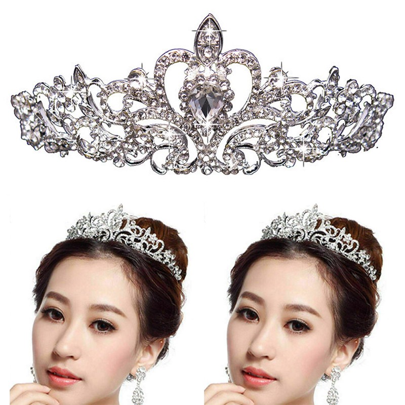 Luxus Diadem Strass Tiara Braut Schmuck Krone Hochzeit Haarreifen Haarschmuck