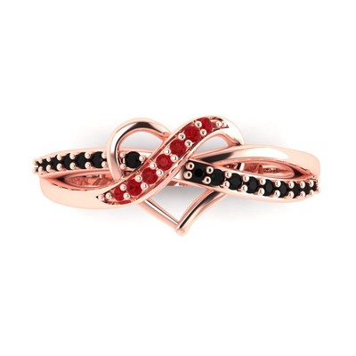 0.22Ct Round Cut Simulated Ruby Rose Gold Solitaire with Accents Ring