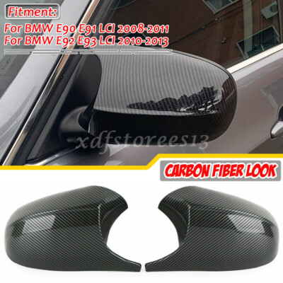 Pair M3 Style Carbon Fiber Color Side Mirror Cover Caps For BMW E90 E92 E93 LCI