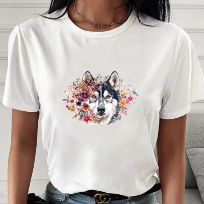 Dog Summer Short Sleeve Printed T-Shirt Top Tee Clothing Pullover Gift