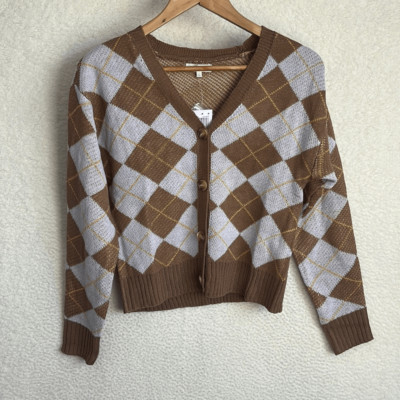 Ultra Flirt Cardigan Argyle Sweater