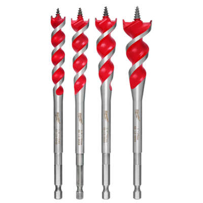 Milwaukee 48-13-0400 6-1/2'' SPEED FEED Wood Bit Set w/ Double Wing Spurs - 4 PC