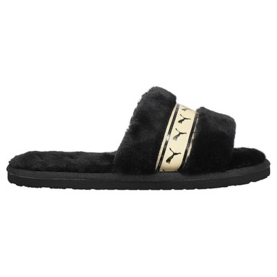 Женские черные повседневные сандалии Puma Fluff Remix Metallic Bx Slide 38672702