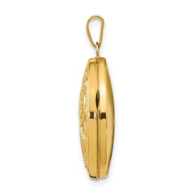 Pre-owned Skyjewelers Real 14kt Yellow Gold Domed Scroll Design Oval Locket