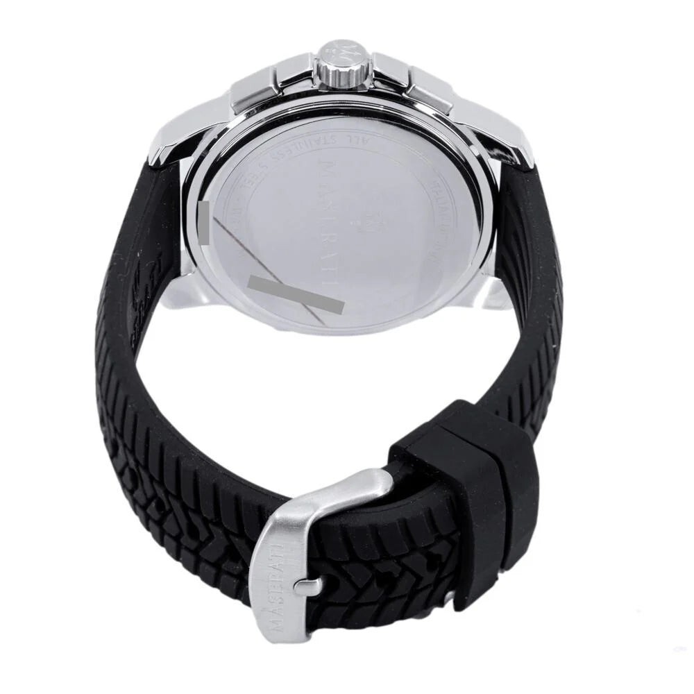 Pre-owned Maserati Successo Black Rubber Strap Men Watch R8871621014