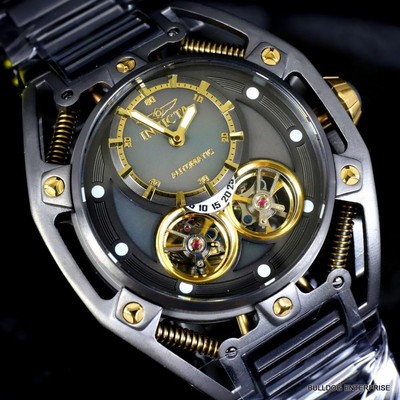 Pre-owned Invicta S1 Rally Double Open Heart Automatic Gunmetal Steel 52mm Watch