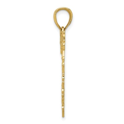 Pre-owned Superdealsforeverything Real 14kt Yellow Gold Polished Floral Border Heart Pendant