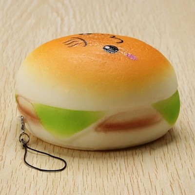 10cm Squishy Hamburger Toy Lovely Bread Bun Cellphone Bag Strap Prospector