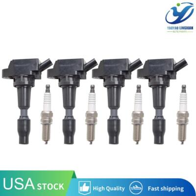 4Pack Ignition Coil & Spark Plug For 2015-2019 Hyundai Sonata 2.0L/2.4L