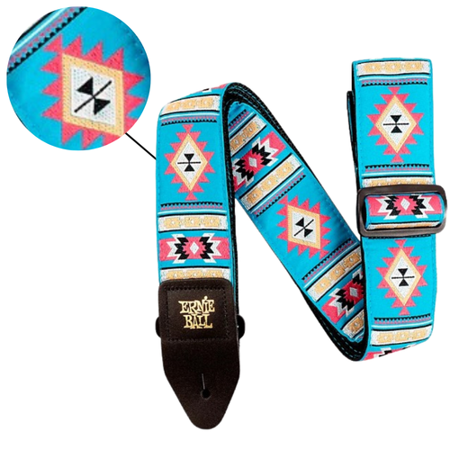 /bass Strap Sedona Blue Jacquard W-leather Ends 5326