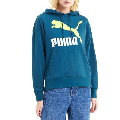 

Puma Classics Logo Pullover Hoodie Женская синяя повседневная верхняя одежда 597638-36, Синий