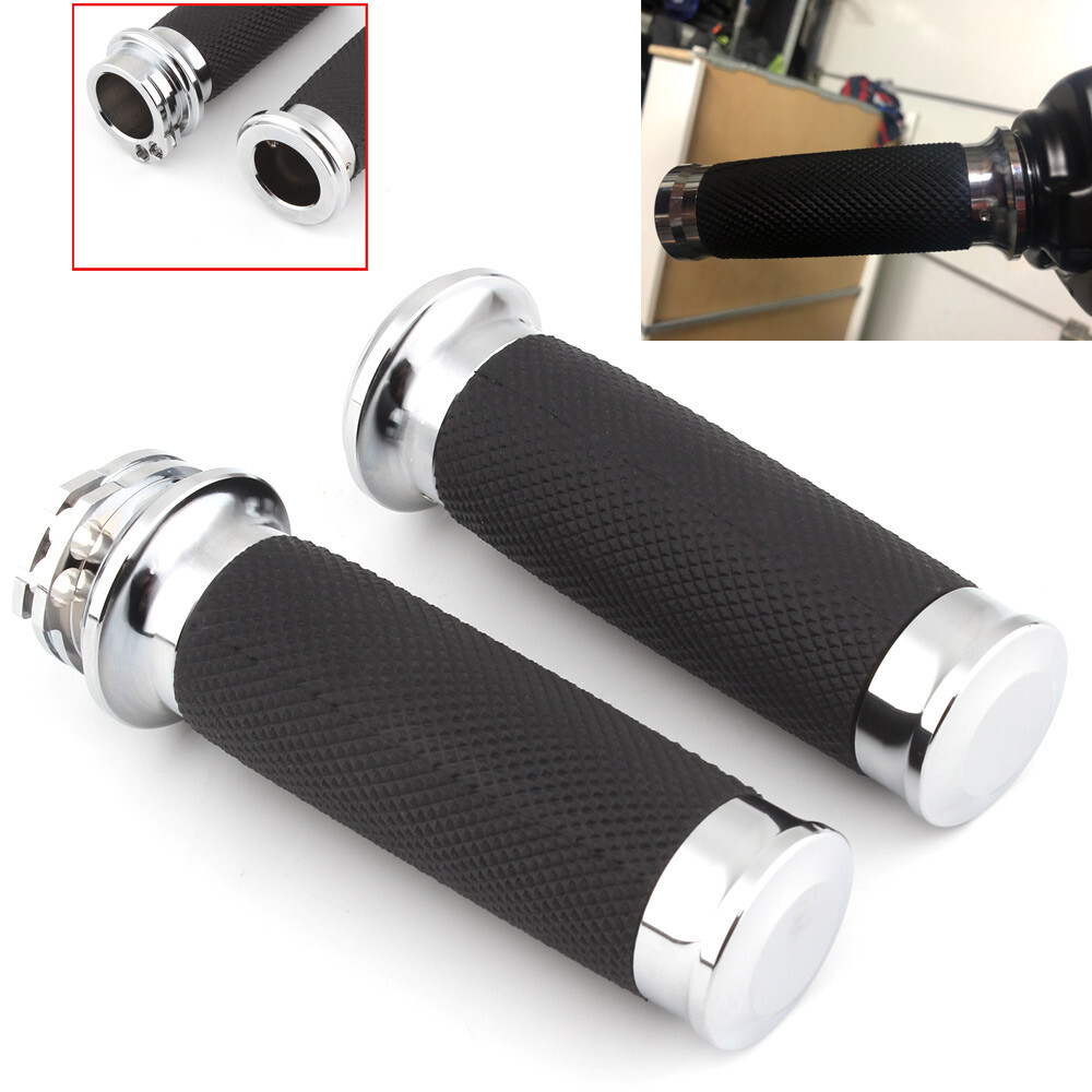1" Chrome Motorcycle Handlebar Hand Grips Fit for Harley Chopper Bobber Cruiser