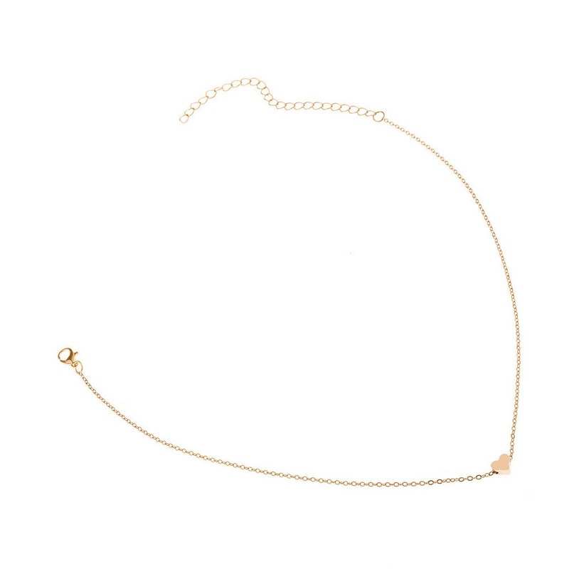 925 Silver Gold Heart Choker Chunky Chain Bib Necklace Women Jewelry Pendant GF