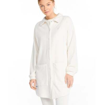 

Puma Infuse Collared Long Sleeve Button Up Shirt Womens White Casual Tops 533427, Белый