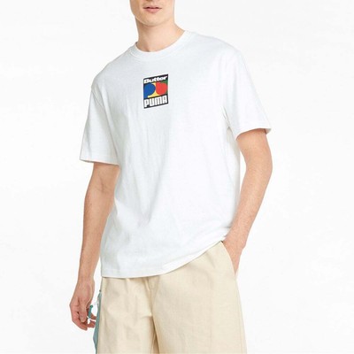

Puma Butter Goods X Graphic Crew Neck Short Sleeve TShirt Mens White Casual Tops, Белый, Puma Butter Goods X Graphic Crew Neck Short Sleeve TShirt