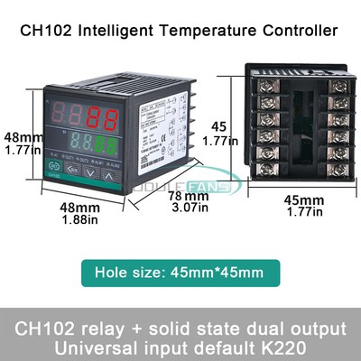 Intelligent Digital Temperature Controller K-type 220v Solid State Dual Output