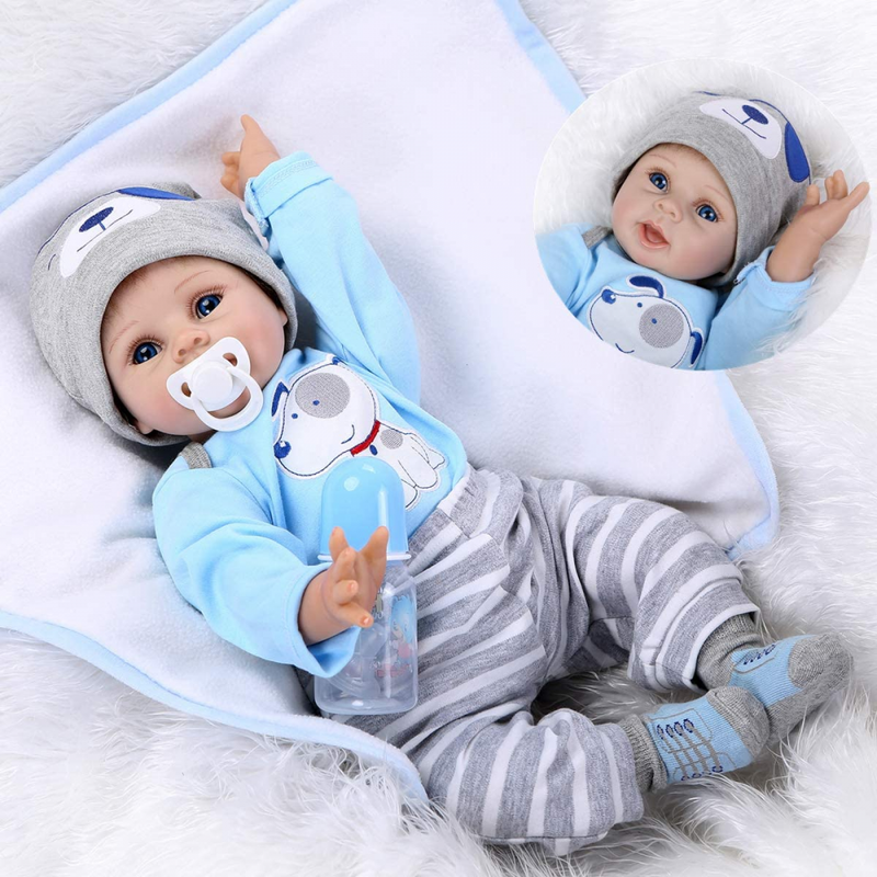 Reborn Baby Doll Soft Silicone Vinyl Boy 22inch 55cm Mouth..