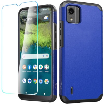 For Nokia C110 5G N156DL Tough Strong Hybrid Case Cover + Tempered Glass