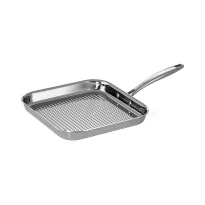 Grill Pan 18/10 Stainless Steel Gourmet Tri-Ply Clad 11 in Width Dishwasher-Safe