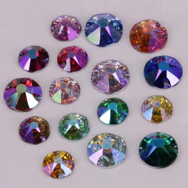 100pcs Crystal Glass Rhinestones Round Resin Flat Back Sew On Stones Diy Crafts