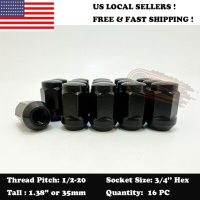 16PC EZ-GO CLUB CAR GOLF CART BLACK LUG NUTS 1/2''-20 CLOSED END FOR GOLF CARTS